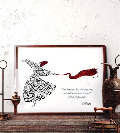 Mevlana Calligraphy Watercolor Art Rumi Quotes Wall Art Etsy