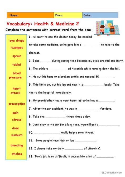 Vocabulary Health And Medicine 2 English Esl Worksheets Pdf And Doc