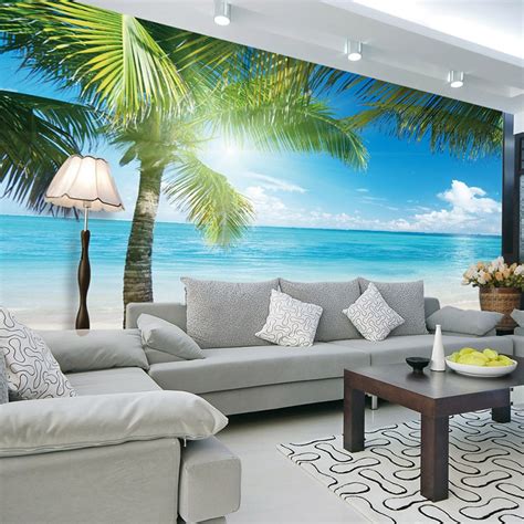 Custom Photo Mural Wallpaper Mediterranean Beach Landscape ...