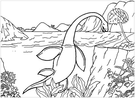 Elasmosaurus Dinossauros Páginas para colorir para crianças