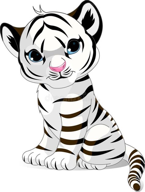 Cute White Tiger Cub Stock Vector Illustration Of Feline 12705522