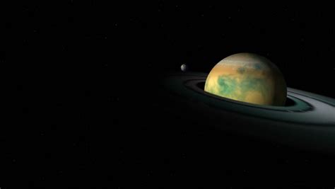 Realistic Beautiful Planet Saturn From Deep Space Stock Footage Video