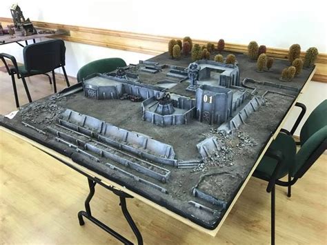 Warhammer 40k Game Table With Fort And Terrian Warhammer Terrain