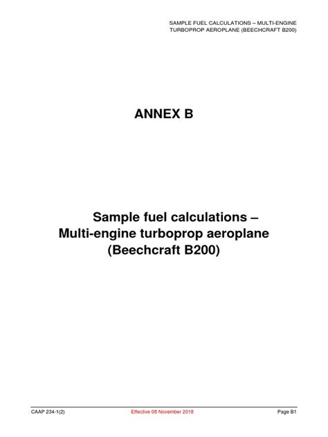 Caap 234 1 Annex B Sample Fuel Calculations Multi Engine Turboprop