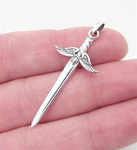 Sterling Silver 925 Winged Sword Pendant Silver Sword Etsy