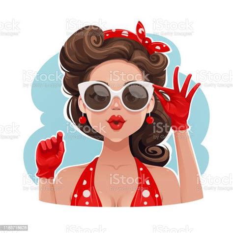 Pinup Girl Wearing Sunglasses Stock Illustration Download Image Now