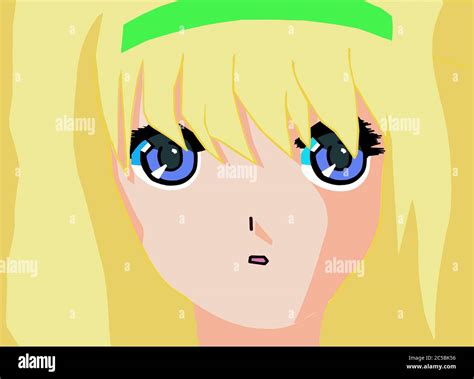 Anime Dibujo De Una Chica Rubia Con Grandes Ojos Azules Fotograf A De Stock Alamy