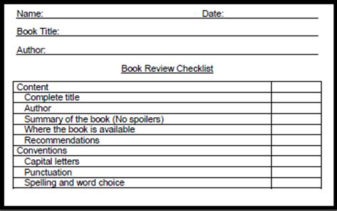 Really expands on the world built in the first book. Blogging with Students: Book Review Checklist - Classroom ...