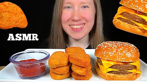 Asmr Double Cheeseburger Mukbang No Talking Eating Sounds Youtube