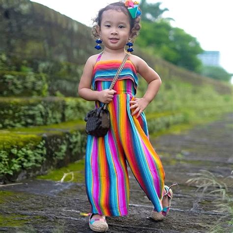 Toddler Baby Kids Girl Toddler Clothes Summer Rainbow Backless Romper