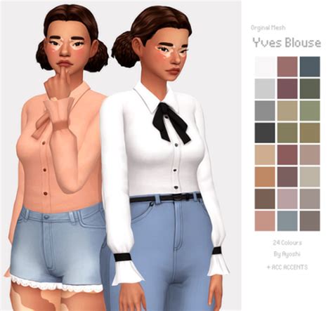 Sims 4 Cc Custom Content Clothing Long Sleeve Blouse Sims 4