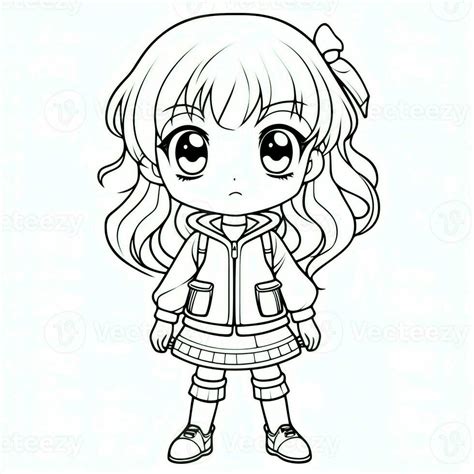 Anime Girl Coloring Pages 26672918 Stock Photo At Vecteezy