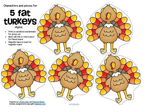 Free 5 Fat Turkeys Counting Rhyme Includes Characters