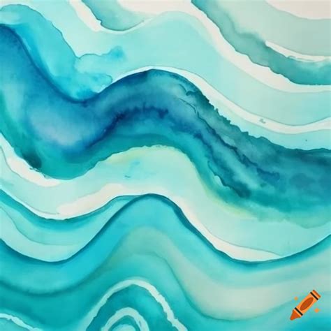 Abstract Watercolor Painting Of Blue Teal Waves On Craiyon