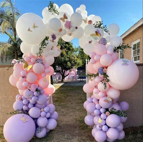 Balloon Arch Garland Kit 153 Piece Butterflies Pink Lilac Etsy