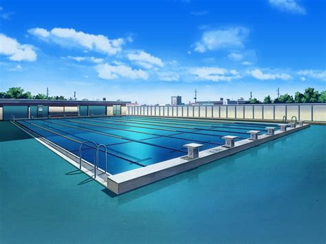 Anime Landscape Outdoor Professional Swimming Pool Anime Background