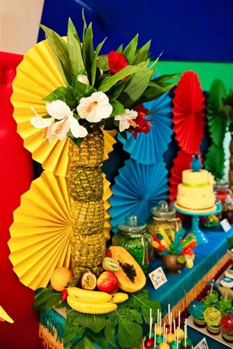 Rio Themed 4th Birthday Jungle Bird Party Kara S Party Ideas Tropical Theme Party