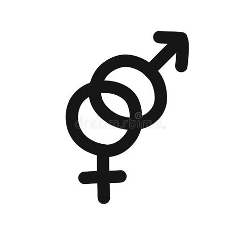 Símbolo Heterosexual Doodle Icono Vector Línea Ilustración Ilustración