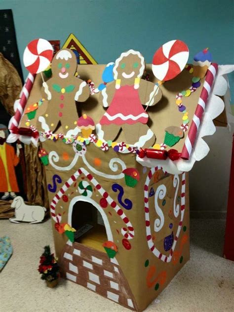 Cardboard Box Gingerbread House Holly Jolly Christmas