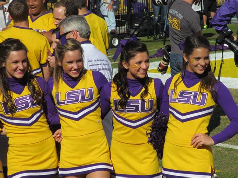 All Sizes The Lsu Cheerleaders Posing For A Photo Op At Tiger Stadium