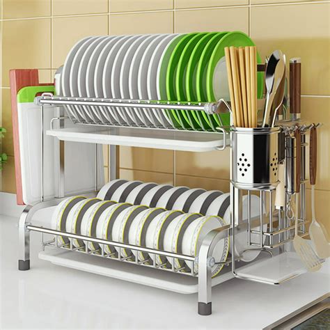 Nk 2 Tier Sink Dish Drying Rack Large Dishes Drain Rack Shelf With