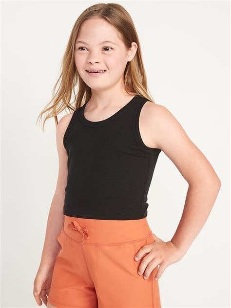 Cropped Ultralite Rib Knit Performance Tank For Girls Old Navy