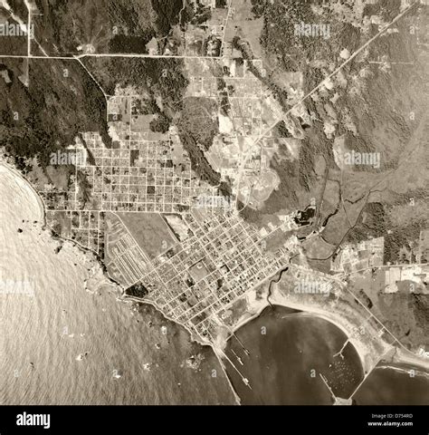 Historical Aerial Photograph Crescent City California 1955 Stock