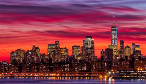 A Pink And Peach Sky Over New York City This Evening Photo From