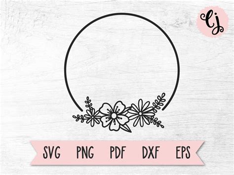 Monogram Frame Svg Floral Frame Svg Floral Wreath Svg Etsy