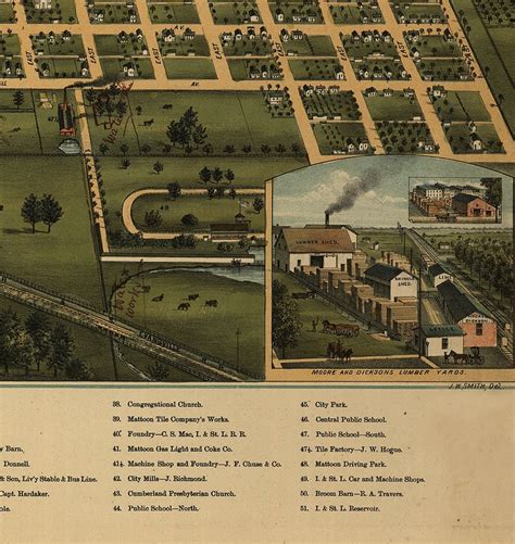 Map Of Mattoon Coles County Illinois Il 1884 Restoration Etsy