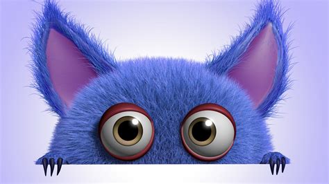 Free Download 3d Funny Monster Cartoon Cute Fluffy Smile Monster Character 2560x1440 For Your