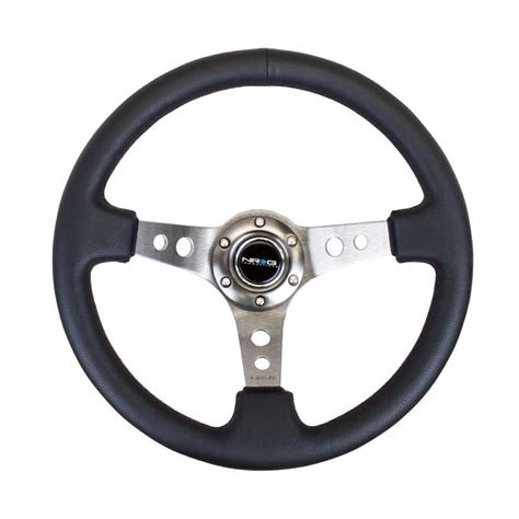 Nrg Reinforced Steering Wheel 350mm 3in Deep Blk Leather W