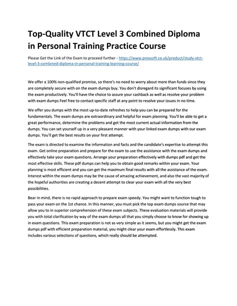 Ppt Top Quality Vtct Level 3 Combined Diploma In Personal Training Practice Course Powerpoint