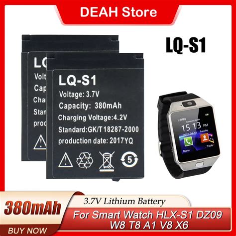 Lq S1 Lqs1 Smart Watch Battery 380ma 3 7v Lithium Rechargeable Battery For Smartwatch Dz09 W8 Png