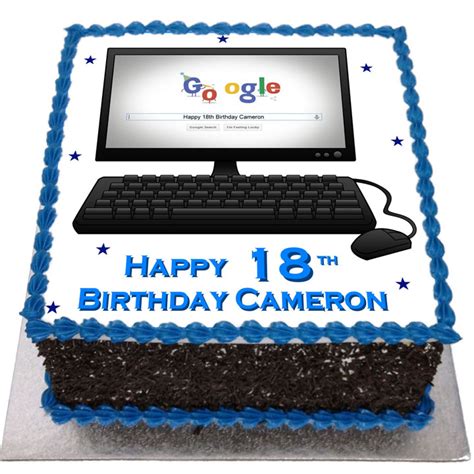 Intense colors, sharp lines, glossy finish. Computer Birthday Cake - Flecks Cakes