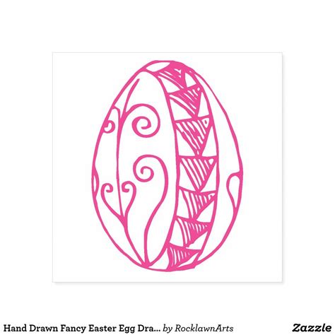 Hand Drawn Fancy Easter Egg Drawing Custom Color Self Inking Stamp
