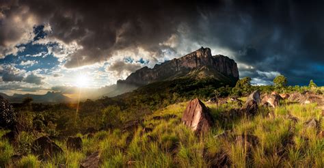 Nature Landscape Mountain Grass Venezuela Sunlight Rock Field