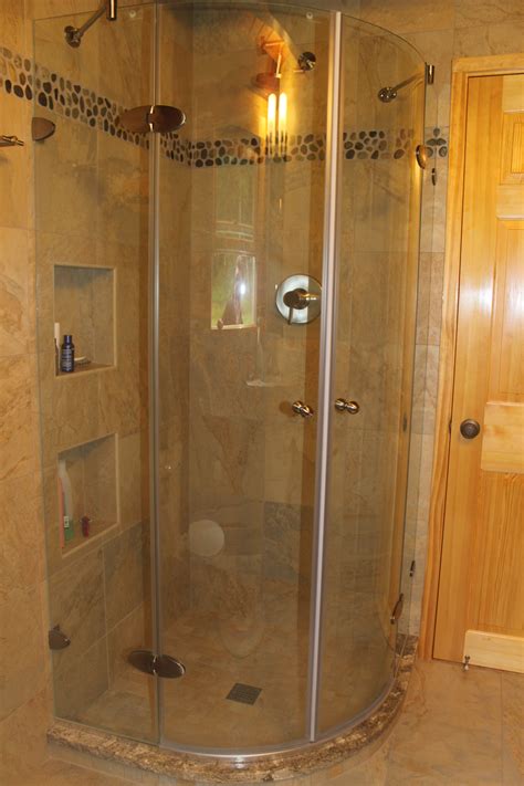 Tiled Shower With A Custom Curved Shower Base Installed By Valley