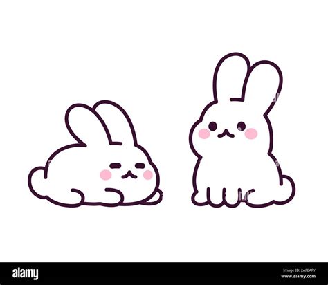 White Rabbit Bunny Cute Kawaii Cartoon Character Vector Image