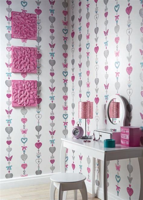 Pink 3d Glitter Flower Canvas By Arthouse Pink Glitter Wallpaper Direct