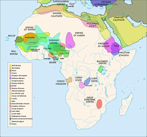 Historical Nonfiction Map Of All The Known African Kingdoms And Empires