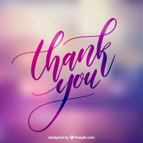 Thank You Lettering With Blurred Background Vector Free Download