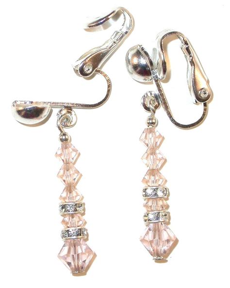 NUDE SILK Crystal Earrings Sterling Silver Swarovski Elements Etsy