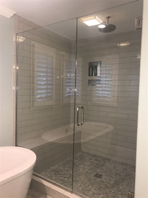 Subway tile panels are priced the same as smooth gloss, wavy tile, and stone tile panel finishes. Tile shower, gray subway tile | Shower tile, Grey subway tiles, Bathrooms remodel