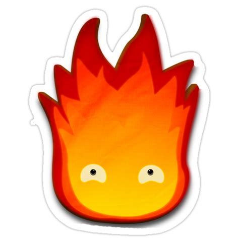 In howl's moving castle, the studio ghibli movie very loosely based on dianna wynne jones' novel of the same name, calcifer is a fire demon with a mysterious connection to howl. "Calcifer! Howls moving castle." Stickers by Steampunkd ...