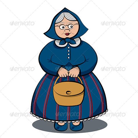 Cartoon Character Funny Granny By Slanapotam Graphicriver