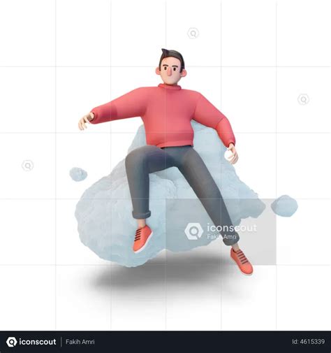 Man Relaxing On Cloud 3d Illustration Download In Png Obj Or Blend Format