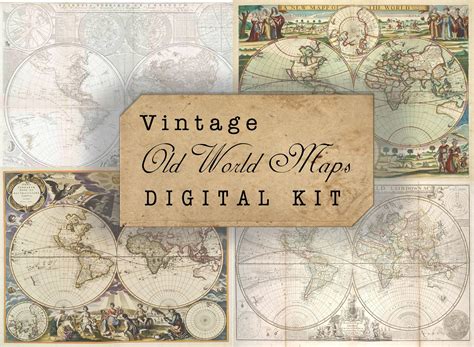 Vintage Old World Maps Printable Ephemera Instant Download Etsy