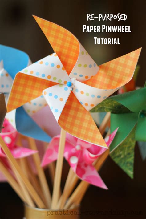 Re Purposed Paper Pinwheel Tutorial Practical Stewardship