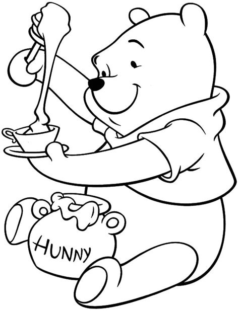 Honey Bear Put Honey In Bowl Coloring Pages Coloring Sky
